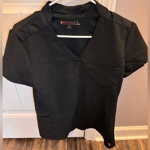 White Cross black V-Neck Scrub Top